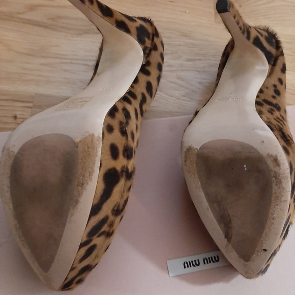 Miu Miu Leopard Print 5inch Heel Platform Sole, 38 - Picture 5 of 9